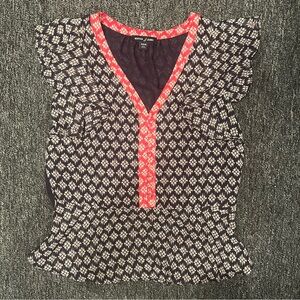Nautica Black and Red Geometric Blouse